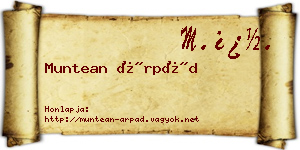 Muntean Árpád névjegykártya